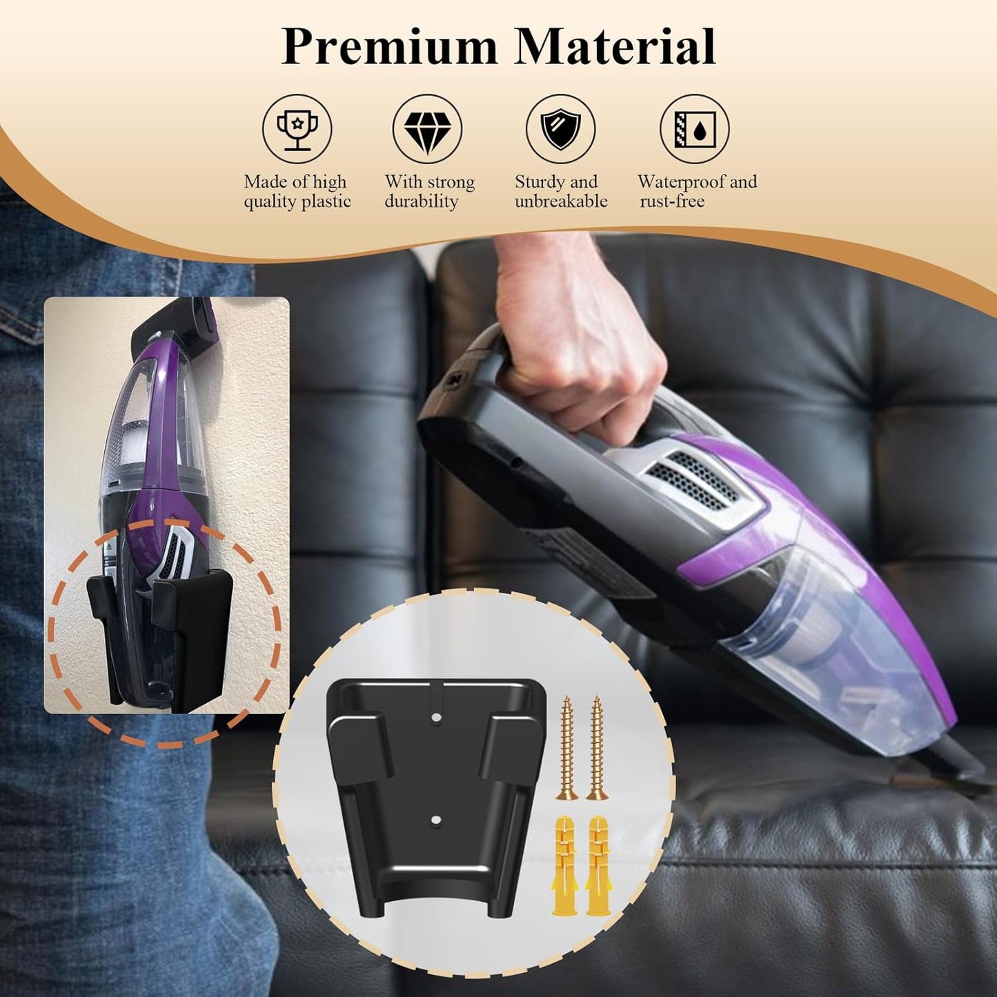 2 Pcs Wall Mount Vacuum Holder/Docking Station with Screws, Fit for Bissell Pet Hair Eraser Handheld Vacuum Models 2390, 2390A, 2284W, 23903 & Auto-Mate Charging Dock, Save Space & Reduce Clutter
