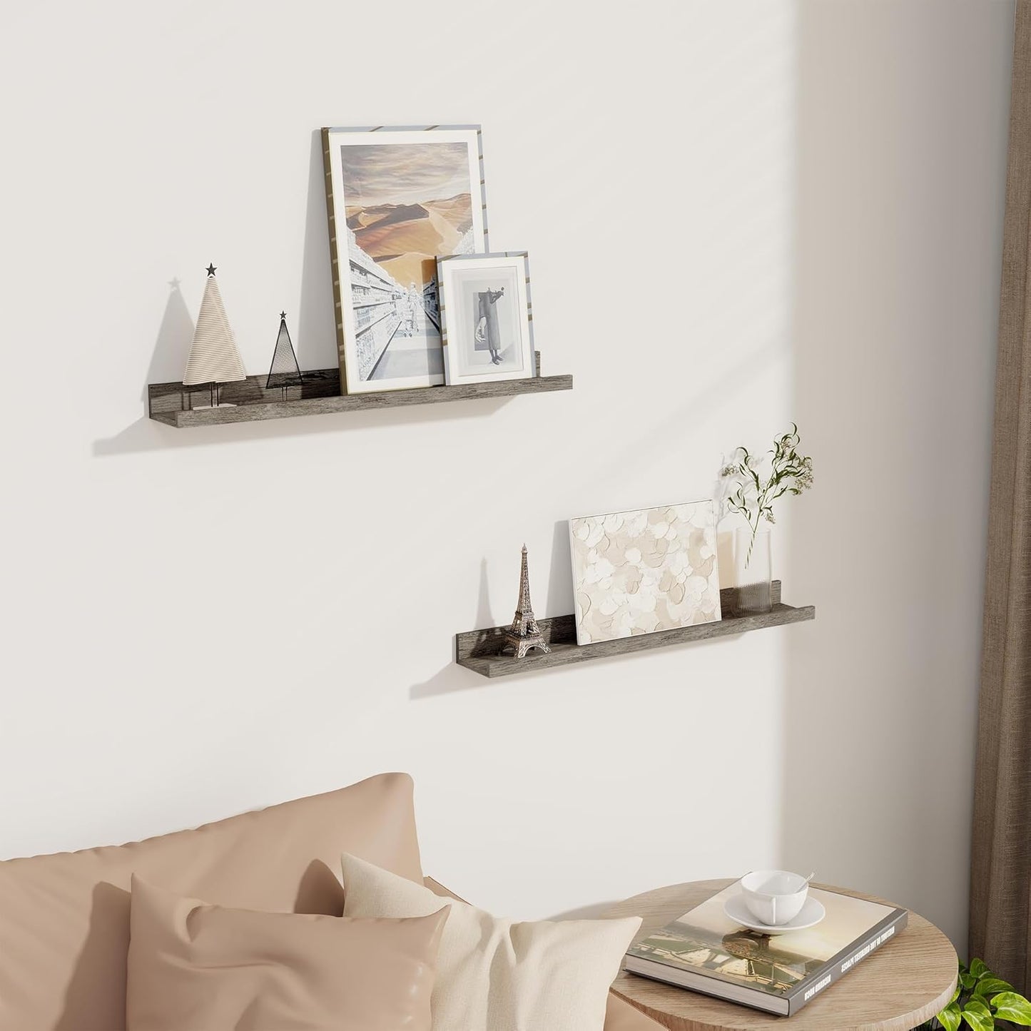 Axeman Floating Shelves for Wall - 24 Inch Picture Ledge Shelf Set of 2 - Rustic Picture Shelf for Wall with Ledge - Grey Floating Shelves with Lip - Photo Ledge Shelves for Pictures Nursery Books