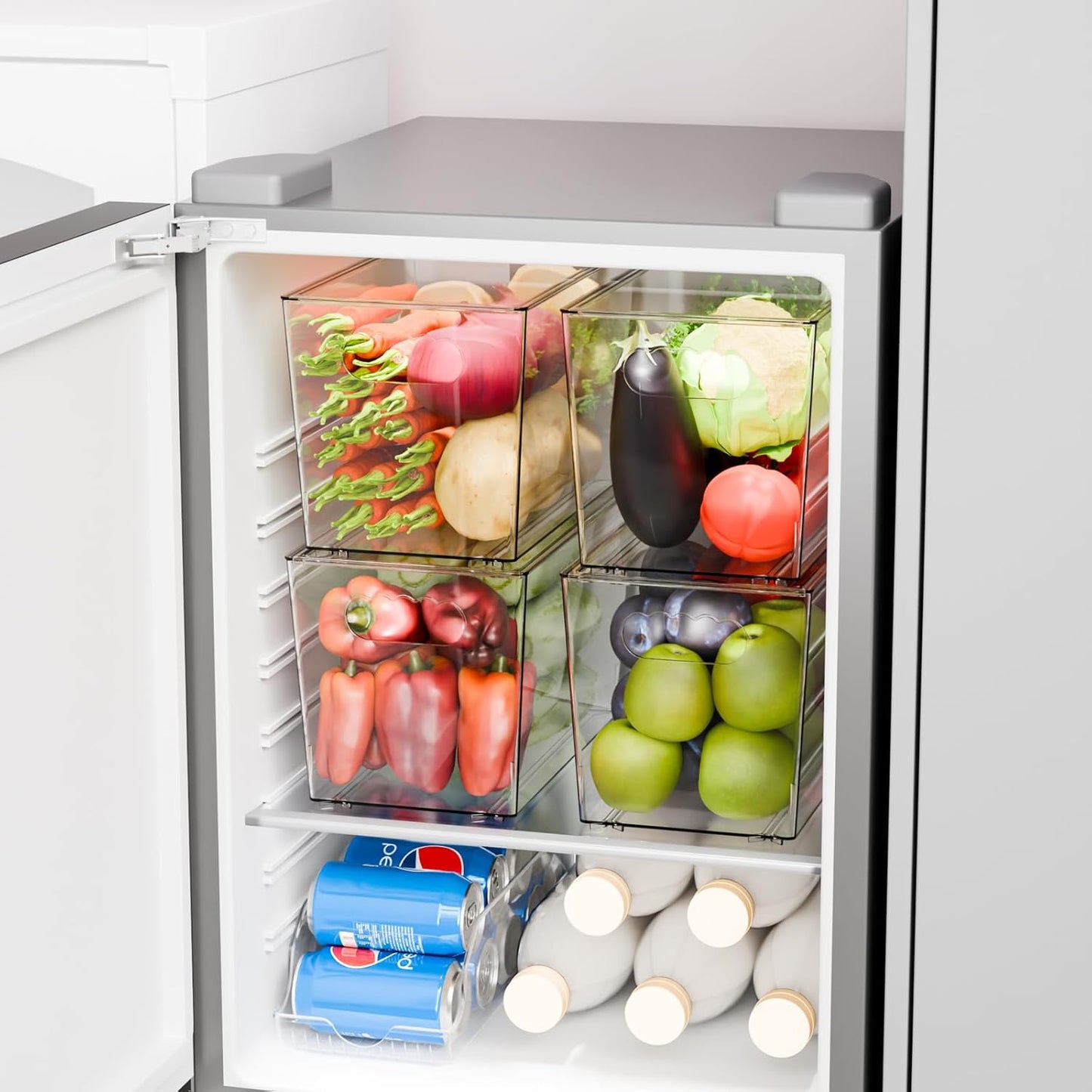 Yieach 6 Pack Clear Stackable Storage Bins with Lid & Handle,11.1″ Acrylic Bins,Plastic Pantry Organizers Containers for Fridge,Kitchen,Closet,Clear Storage Boxes with Lids for Organizing Toy,Snacks