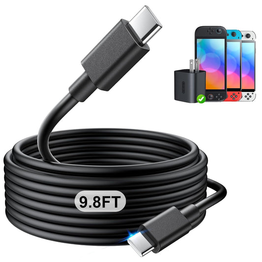 (9.8FT) Switch 2 Charging Cable - for Nintendo Switch 2 AC Power Adapter, 60W Switch 2 Charger Power Cord Extra Long , Support 4K TV Dock Mode [𝐀𝐂 𝐀𝐝𝐚𝐩𝐭𝐞𝐫 𝐂𝐨𝐫𝐝 𝐑𝐞𝐩𝐥𝐚𝐜𝐞𝐦𝐞𝐧𝐭]