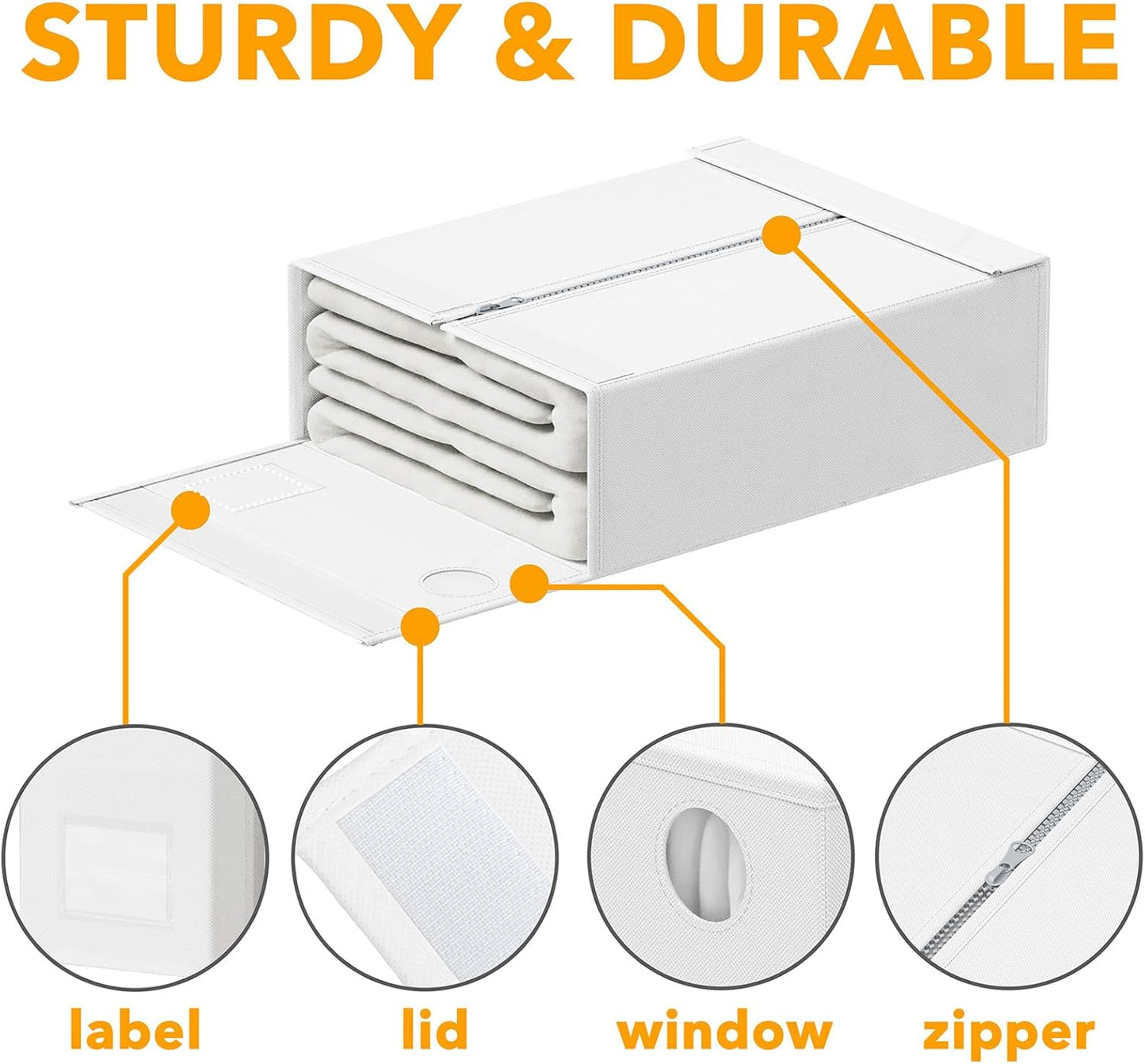 SpaceAid 2 Pack Bed Sheet Organizers and Storage, Foldable Sheet Organizer for Linen Closet, Sheets Set Folder Keeper with Window XL (Queen & King Size) Organizing Bedding Container, White