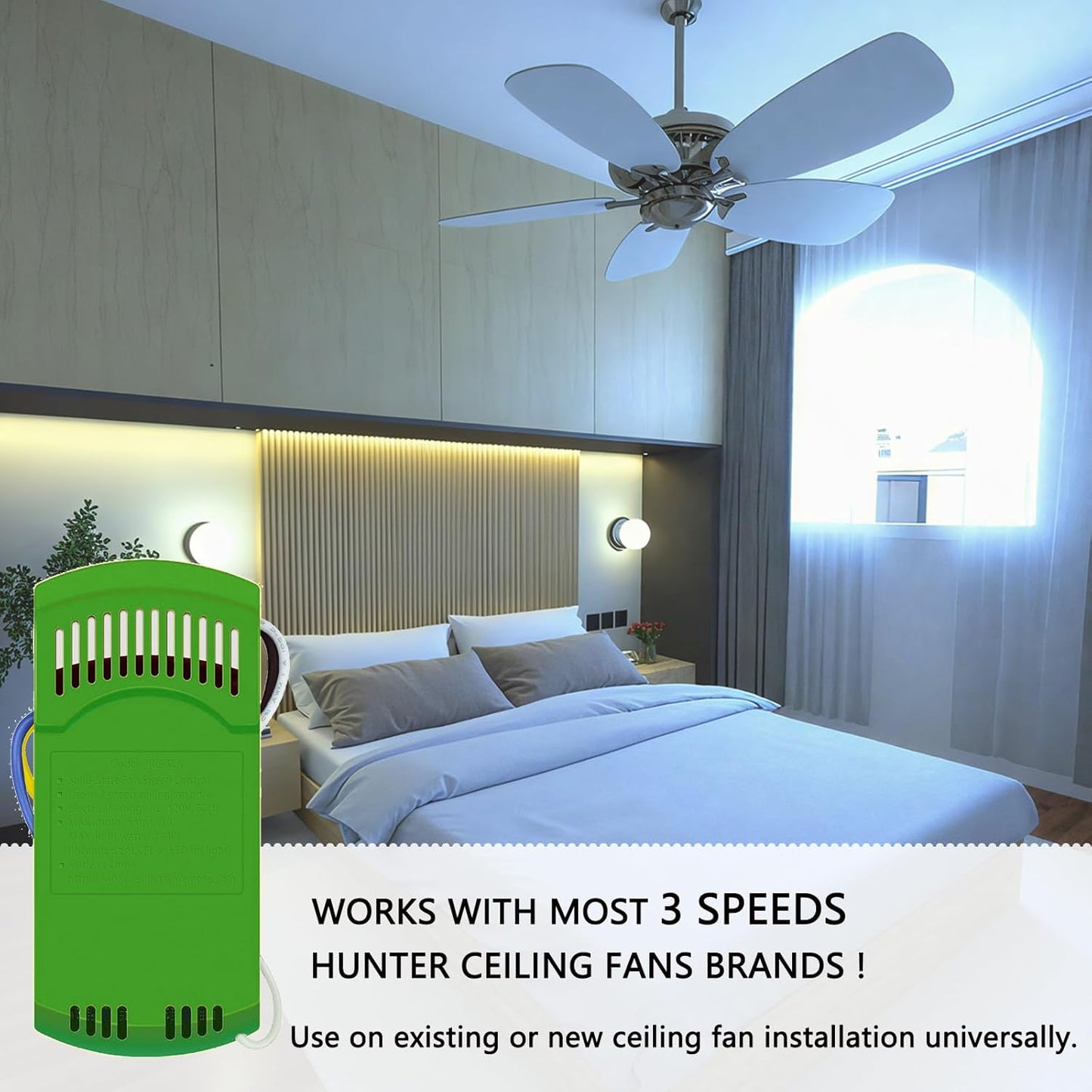 Receiver for 3 Speed AC Ceiling Fan Remote, 434MHz, Compatible with Hunter and Casablanca Ceiling Fan, Replace for Hunter 99770 99813 99392 99118 99122 99123 99119, Receiver only - Remote Not Included