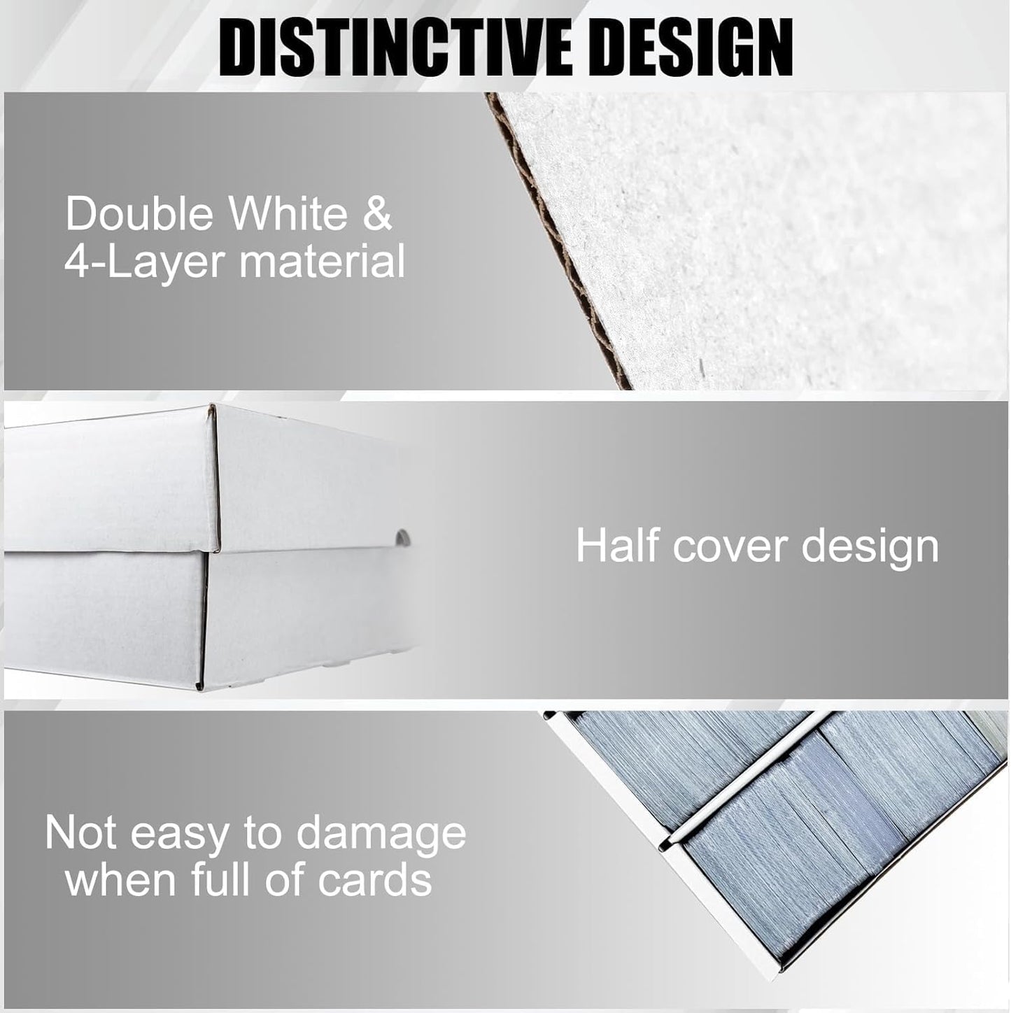 4 Pack Sports Card Boxes 3200 Count Cardboard Card Storage Box White Bulk Card Storage Boxs with Card Supporter Dividers Cards Storage Box for Card Game Card Boxes