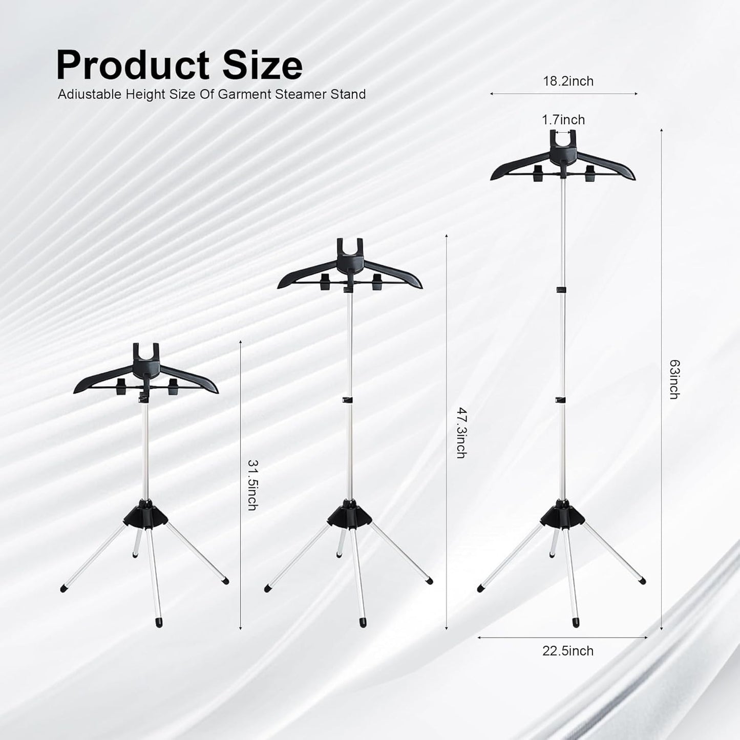 Adjustable Steamer Stand for Clothes, Portable Steamer Rack for Clothes, Steam Iron Stand (BLACK)