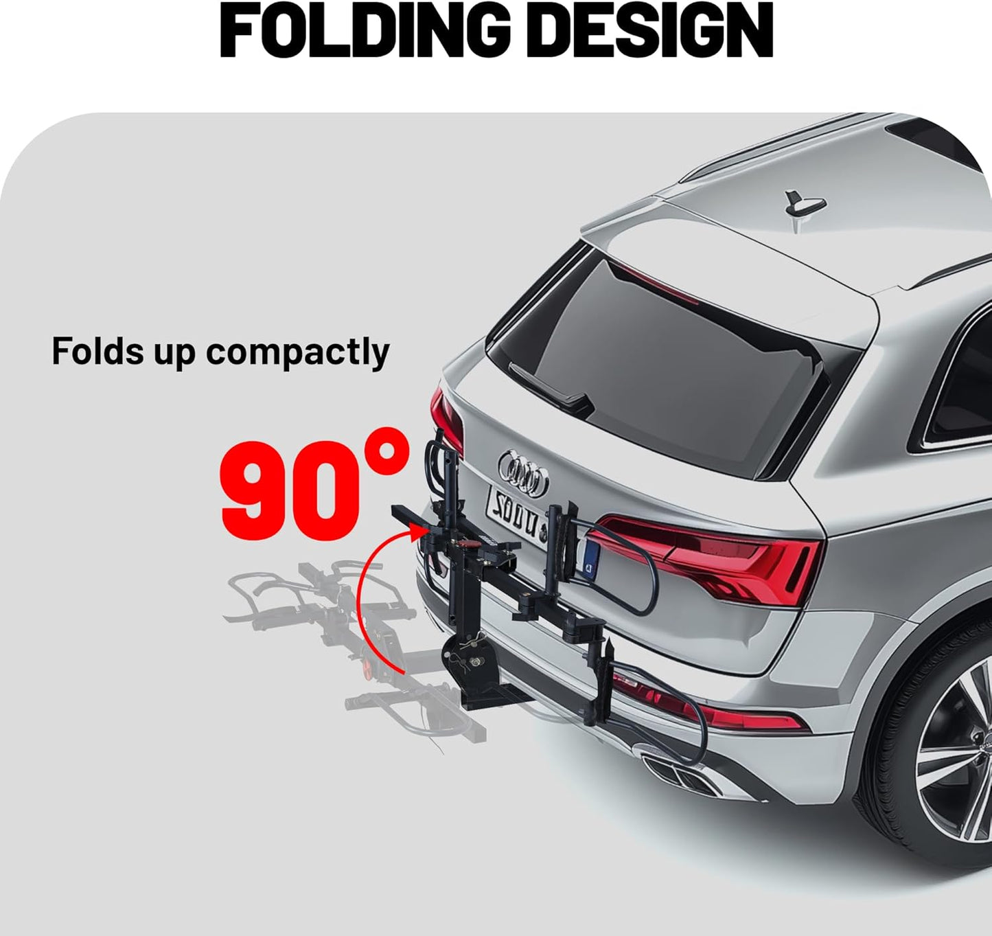 Young Bike Rack Hitch for Car - 200LB 2-Bike Rack Hitch Mount Platform Style Hitch Bike Rack，Smart Tilting & Easy Fold for Car SUV with 2 Inch Receiver，Bike Carrier Fits Up to 5-inch Fat Tire