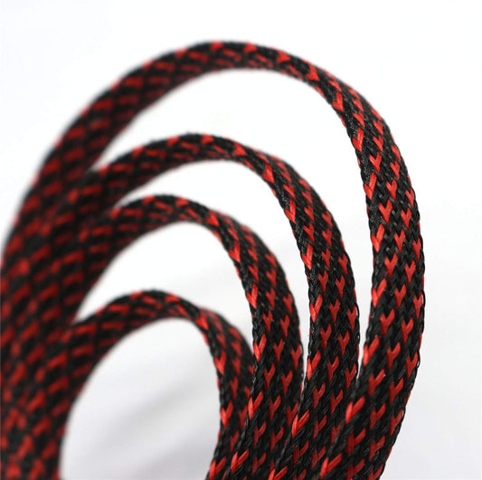 30ft PET Expandable Sleeving Wire Cable Sleeve (3/5", Red&Black)