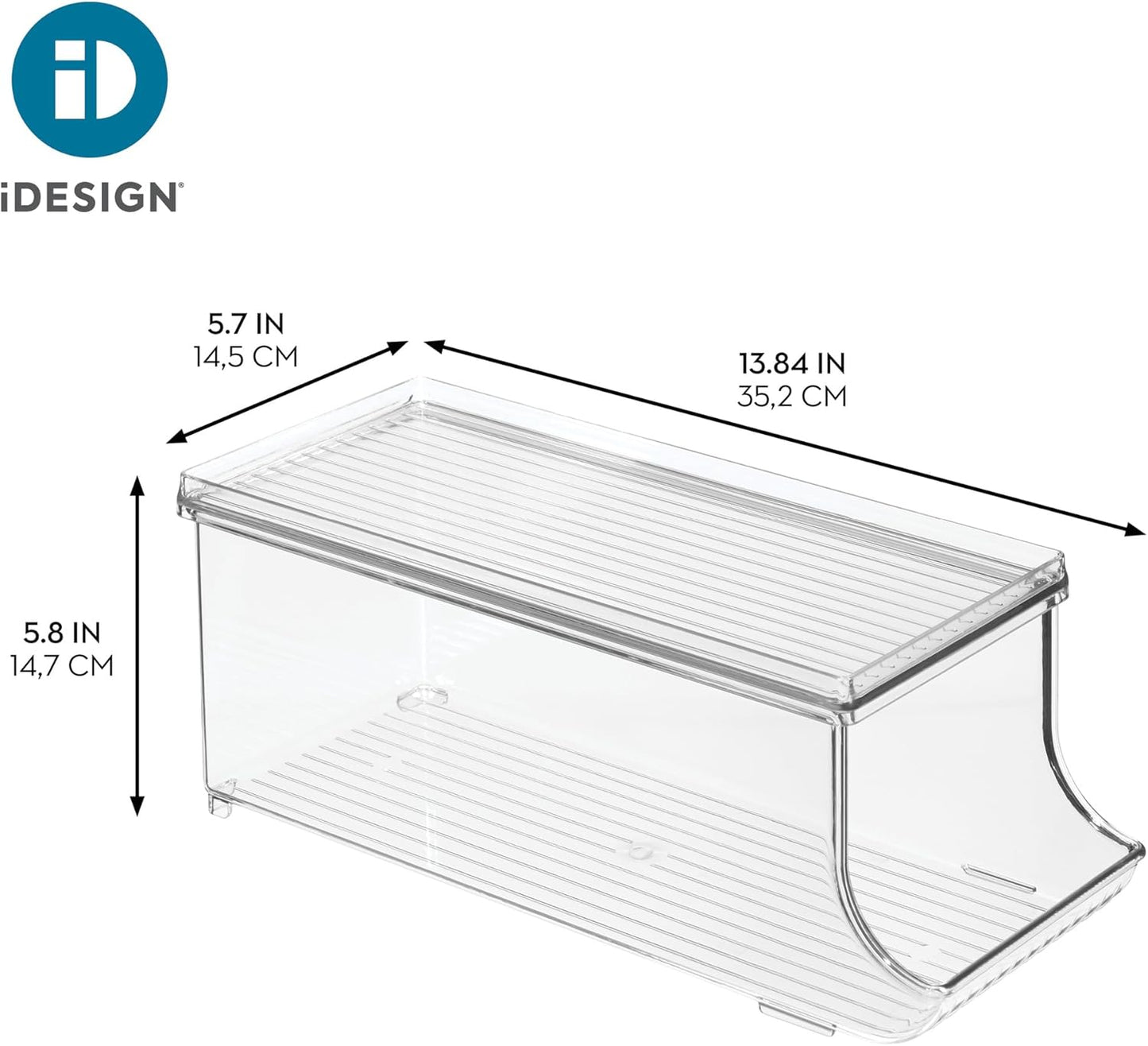 iDesign Soda Can Organizer with Lid for Pantry or Refrigerator - Clear - Made in USA