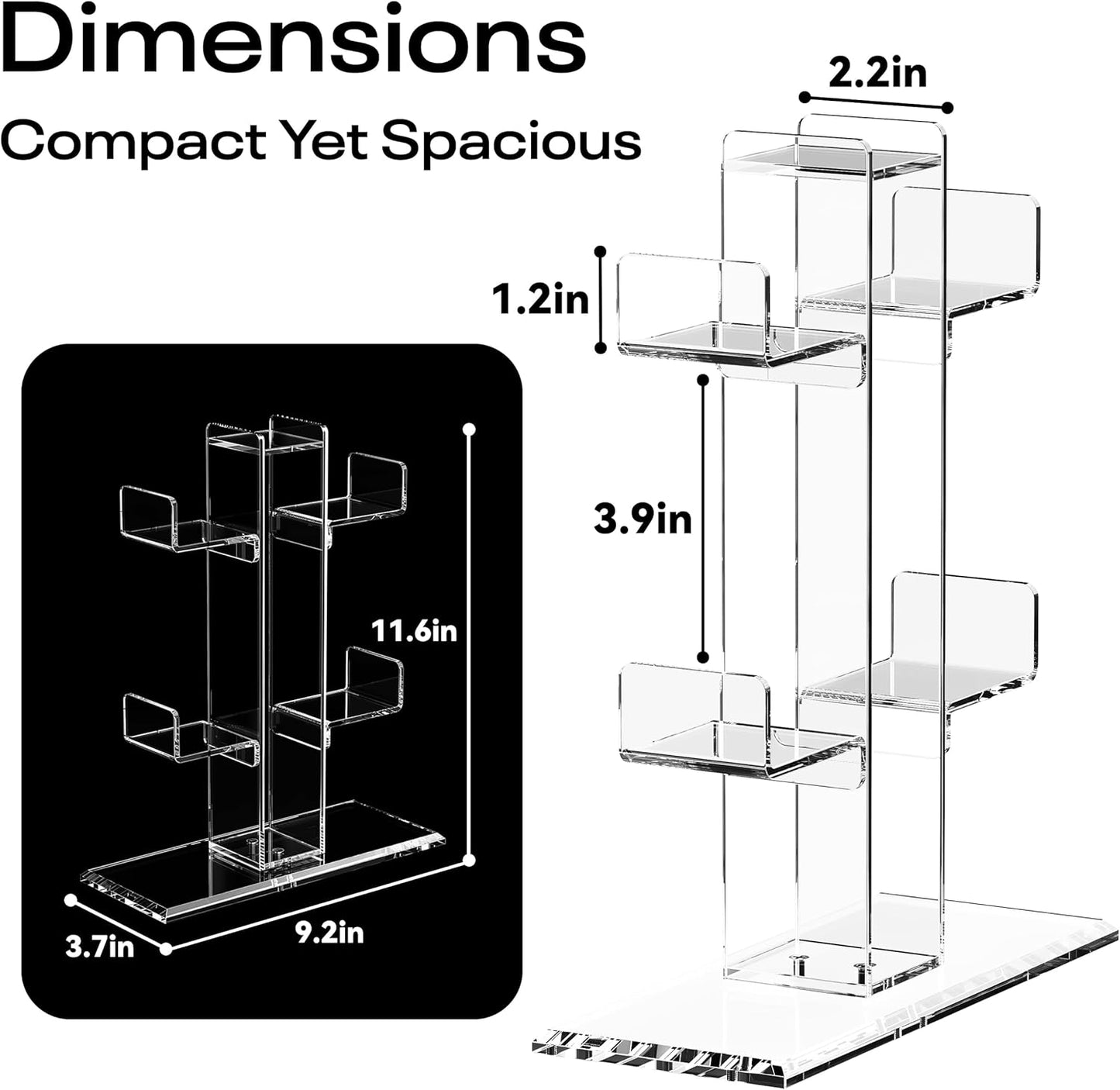 Crpich Acrylic Controller Stand, 3-Tier Headphone and Game Controller Holder with 5 Slots, Clear Desk Organizer for Xbox, PS5, PS4, Switch and More