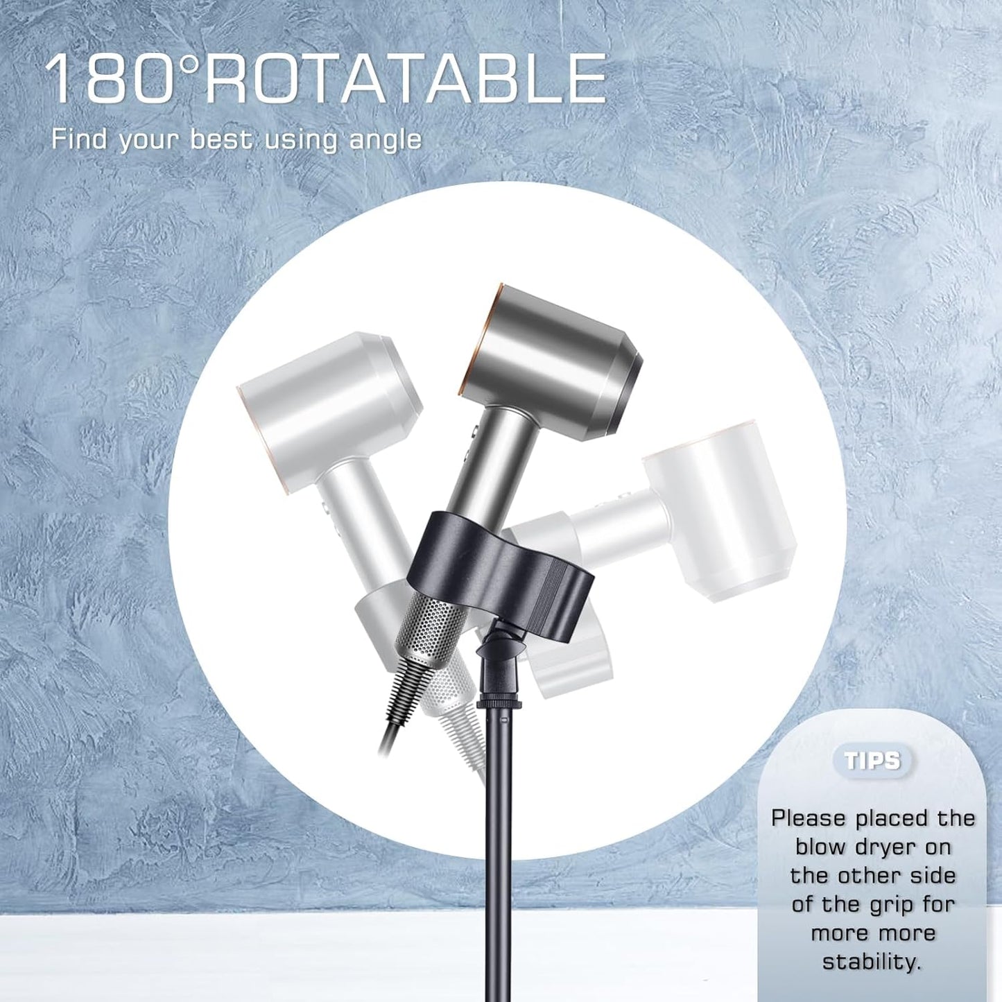Hands Free Hair Dryer Upgraded Blower Holder with Larger Clamp, 18.8-59in Height Adjustable Blow Dryer Floor Countertop Stand Holder with Heavy Base