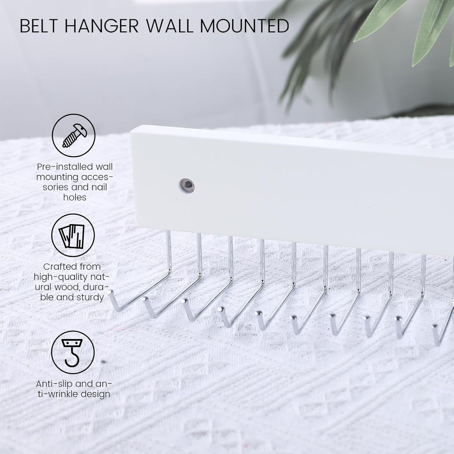Tie Rack Wall Mounted, 180 Degree Rotating Tie Hanger Belt Holder Organizer Max 20 Storage for Purse, Scarves, Tank Top, Hats, Medals