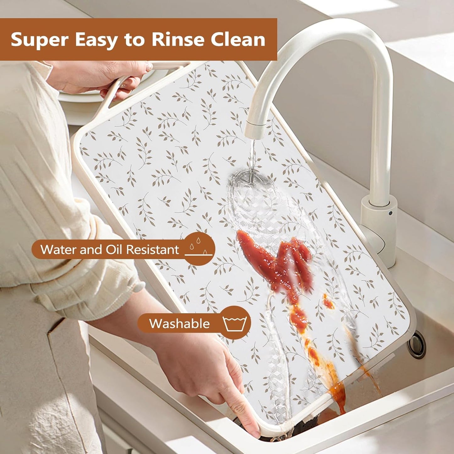 Shelf Drawer Liner for Kitchen Cabinets Non Adhesive, Slip Resistant Strong Grip Thickened Cabinet Liners for Shelves Non Slip Shelving Paper for Cupboard, Dresser, Pantry (Leaves, 11.8" x 10FT)