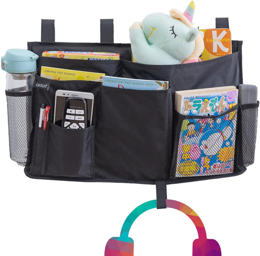LEISUIT Hanging Storage Bag Bedside Organizer 9 Pockets Black (XL)