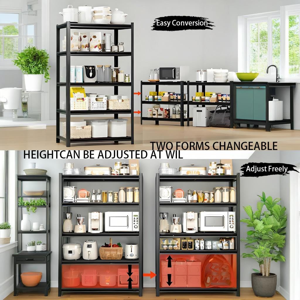 Storage Shelving Unit 6-Tier Heavy Duty Garage Shelves Metal Organizer Utility Rack for Kitchen Pantry Basement Pantry Warehouse Laundry Black 84" H x 55" W x 24" D 3000LBS
