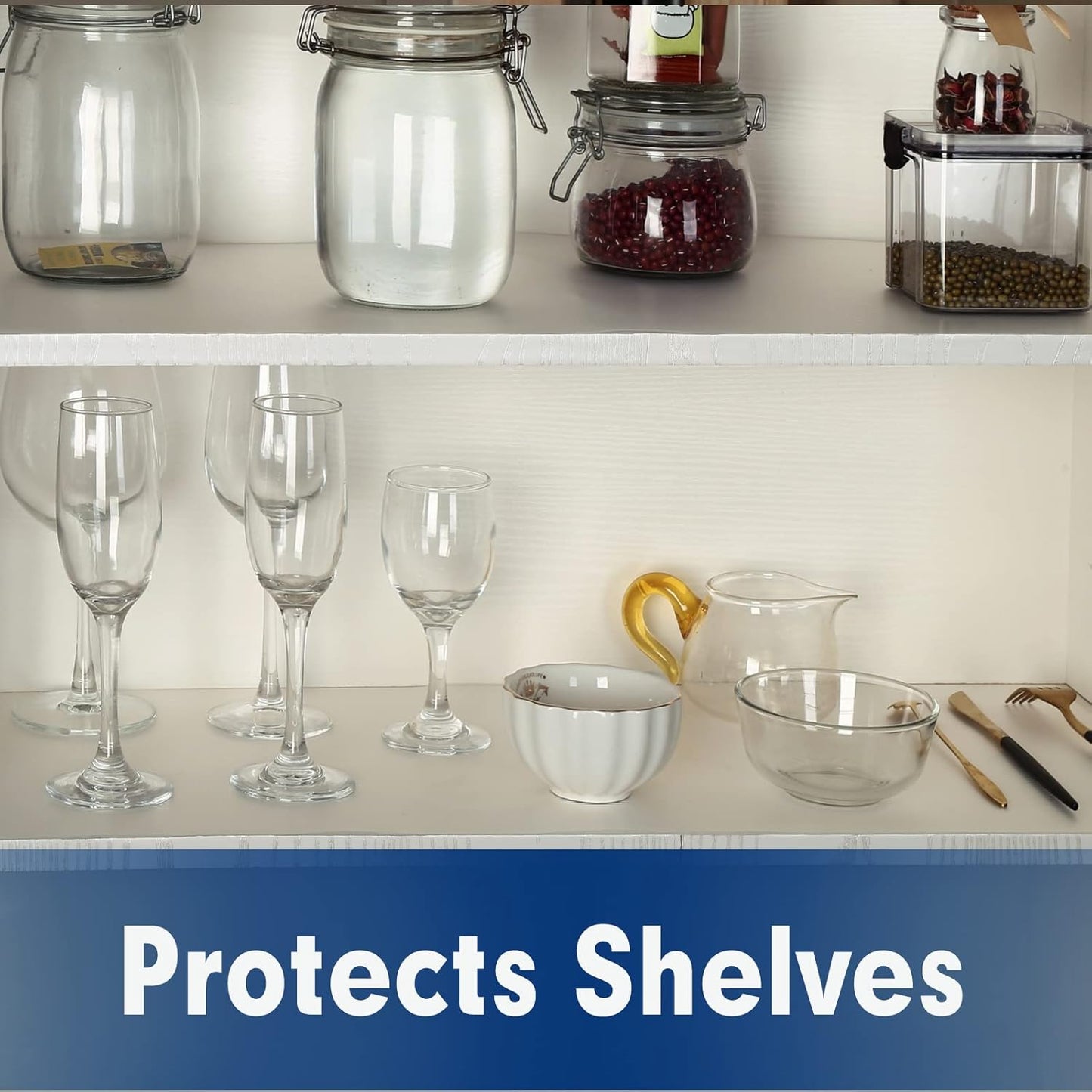 Shelf Liner, Drawer Liner, 17.7 Inches x 20 FT Cabinet Liner for Kitchen Cabinets Non-Adhesive Shelf Liners, Waterproof Shelf Paper with Non-Slip, Durable Liners, Clear