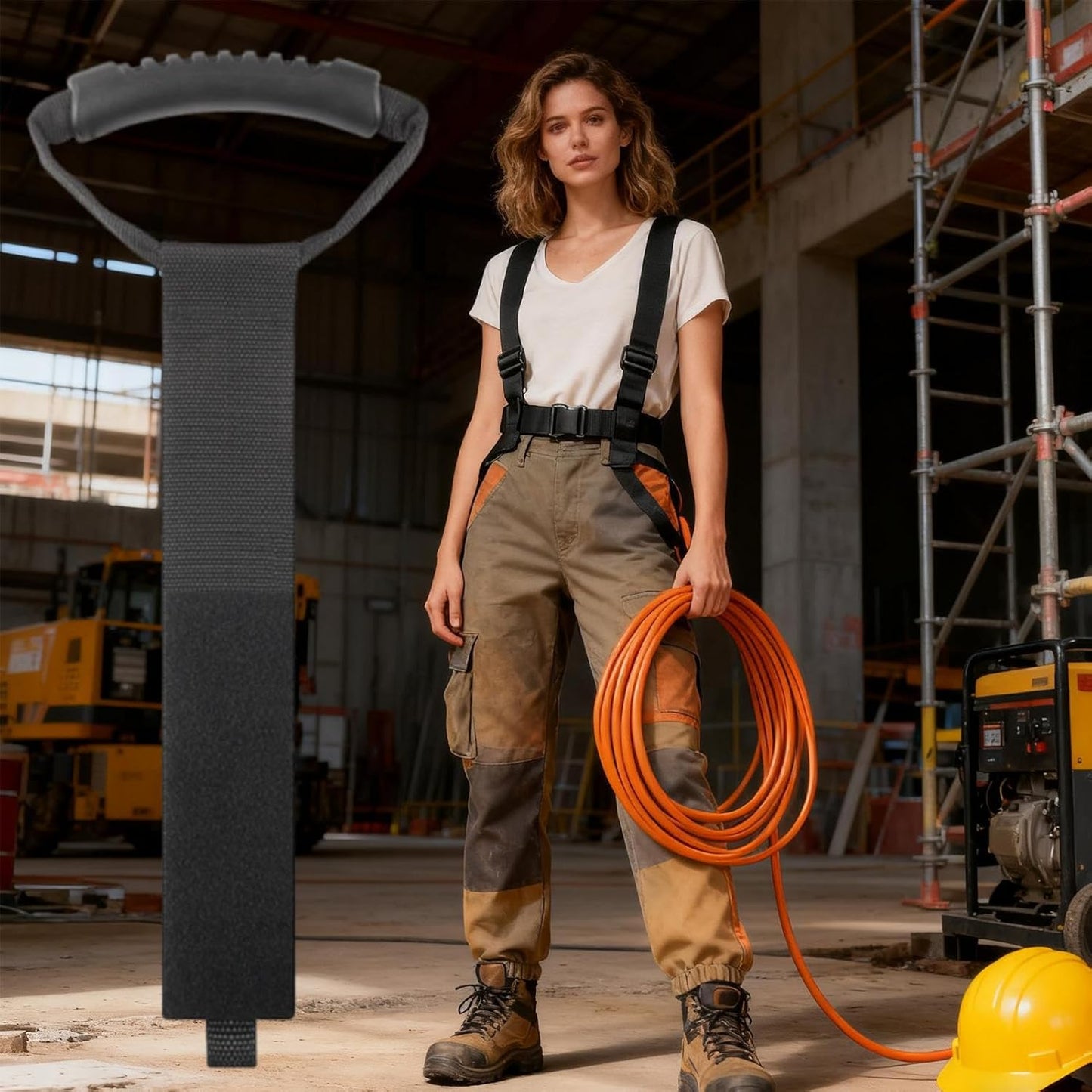 Cord Organizer Strap - Portable Extension Cord Holder with Handle | Sturdy Nylon Storage Strap for Workshop Garage Basement Utility Rooms Ensuring Easy Carry and Neat Cable Management