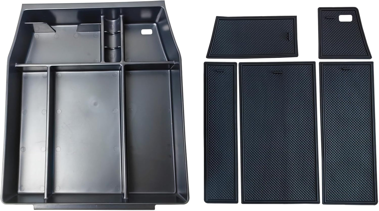 Center Console Organizer Compatible with 2021 2022 2023 2024 Ford F150 Interior Accessories, Armrest Box Insert Storage Tray (Full Console w/Bucket Seats ONLY) Black Trim