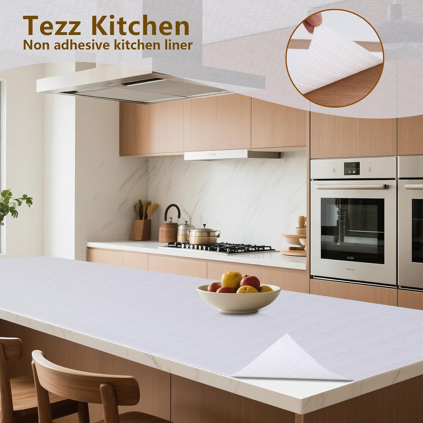 Shelf Liner, 14 Inches x 40 FEET Non-Slip Kitchen Cabinet Liner, Washable Oil-Proof Non-Adhesive Contact Paper for Kitchen Drawer, Cabinet, Shelves, Cupboard, Refrigerator, Storage, Desks, Countertop
