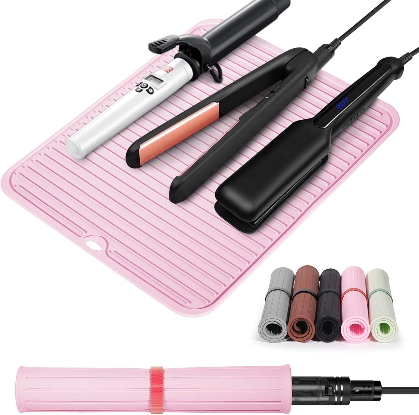 Quccefods Large Heat Resistant Silicone Mat for Hair Styling Tools - Curling Irons, Flat Irons, and Hair Straighteners