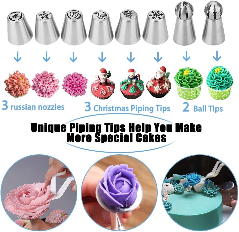 Cake Decorating Kit Cake Decorating Supplies, 515 PCS Baking Supplies Set with 3 Springform Pan Sets, 66 Icing Piping Nozzles, Cake Rotating Turntable, Piping Bags, Birthday Gifts for Mom Wife