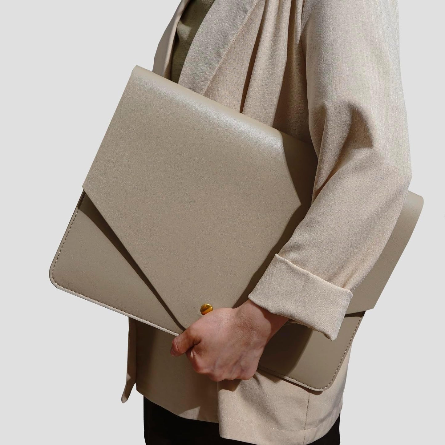 PU Leather Laptop Sleeve 16 Inch Compatible with New MacBook Pro 16 A2991 A2780, MacBook Pro 15, Surface Book 15, Dell XPS 15 with Small Pouch, Mouse Pad and Cord Organizer Color Khaki