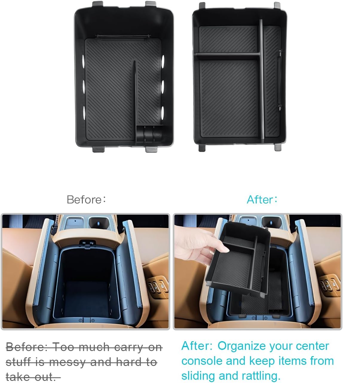 CDEFG 2Pcs for 2026 Hyundai Palisade Center Console Organizer for 2026 Hyundai Palisade Accessories Middle Console Double Organizers Armrest Storage Box(Only for 7-Seats w/Split Armrest Lid)