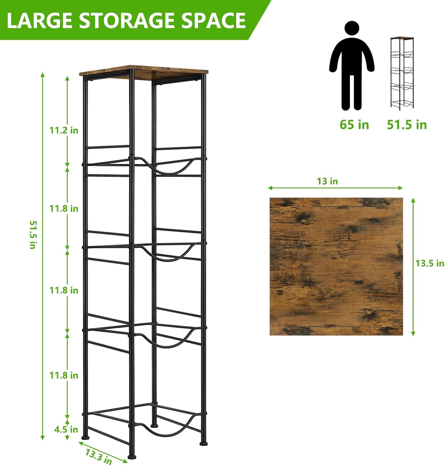 ETELI 5 Gallon Water Bottle Holder Organizer 4 Tier Water Cooler Jug Rack with Storage Shelves Water Bottle Dispenser Stand for Kitchen Living Room Office, Black and Brown