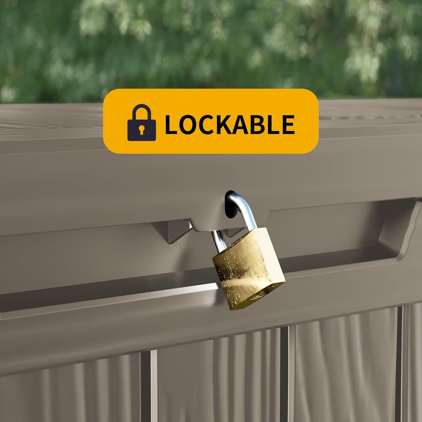 100 Gallon Lockable Resin Deck Box, Waterproof Outdoor Storage Box for Patio Furniture, Garden Tools, Pool Accessories, UV-Resistant Outside Delivery Grey