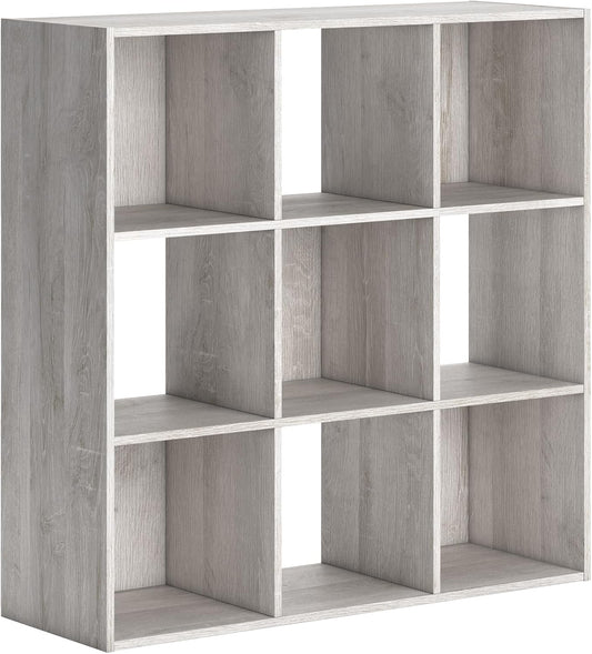 Signature Design by Ashley Paxberry Coastal 9 Cube Storage Organizer or Bookcase, Whitewash