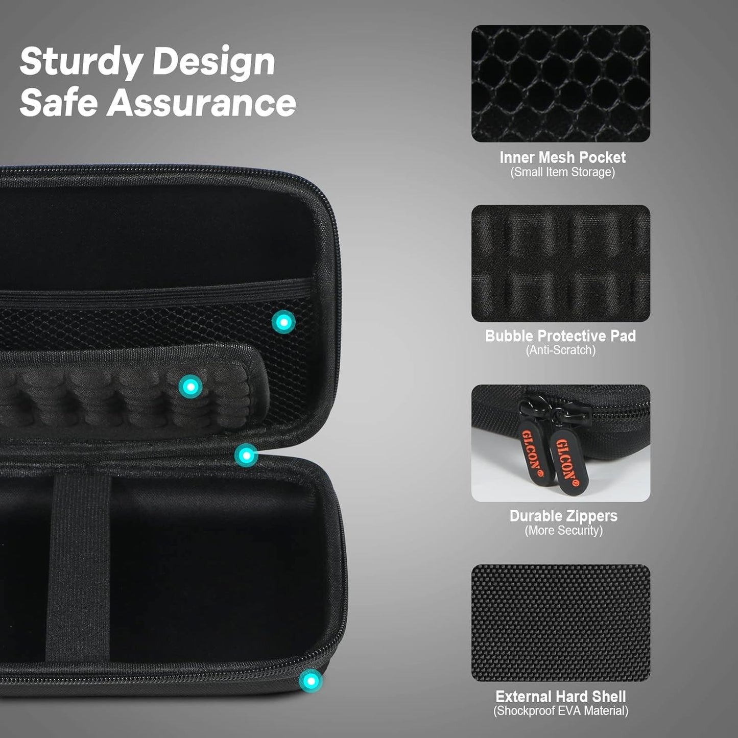 2 Colors Shockproof Hard Shell Carrying Case for GPS, External Hard Drive, Power Bank, Charger, Cable, Heart Monitor, Cell Phone, Electronic Accessories - Larger Capacity Storage Pouch Travel Bag