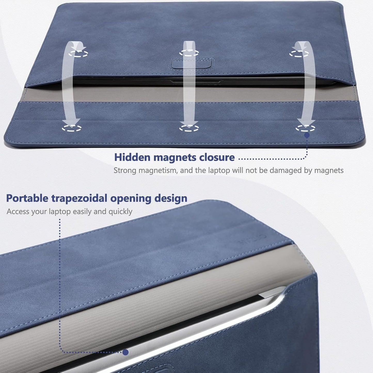 HYZUO 15 Inch Laptop Sleeve Case with Stand for MacBook Air 15 M4 A3241 M3 A3114 M2 A2941 2025-2023, 15" Surface Laptop 7/6/5/4, MacBook Pro 15 A1990 A1707 2019-2016, with Pouch, Navy Blue