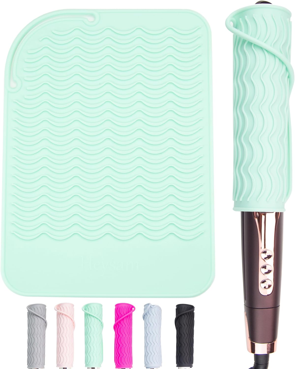 Heysam Heat Resistant Silicone Mat for Hair Styling Tools, 9.0 x 6.5 inches, 450°F Protection, Multiple Colors