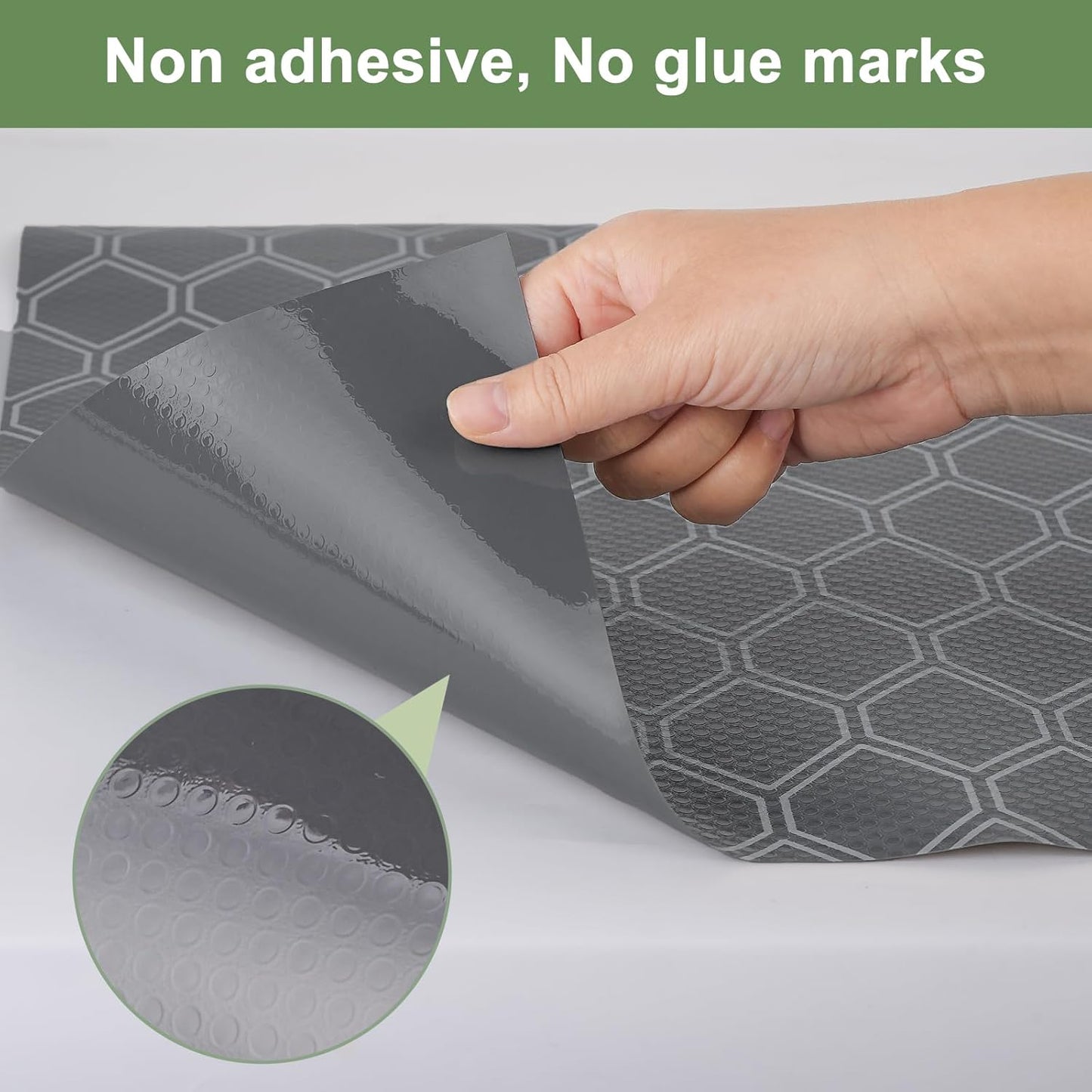 Non-Adhesive Shelf Liner Roll - Waterproof No-Slip Drawer & Cabinet Mat for Kitchen, Refrigerator, Bathroom, Easy to Cut EVA Drawer & Shelf Liners, 12" x 78.7", Grey