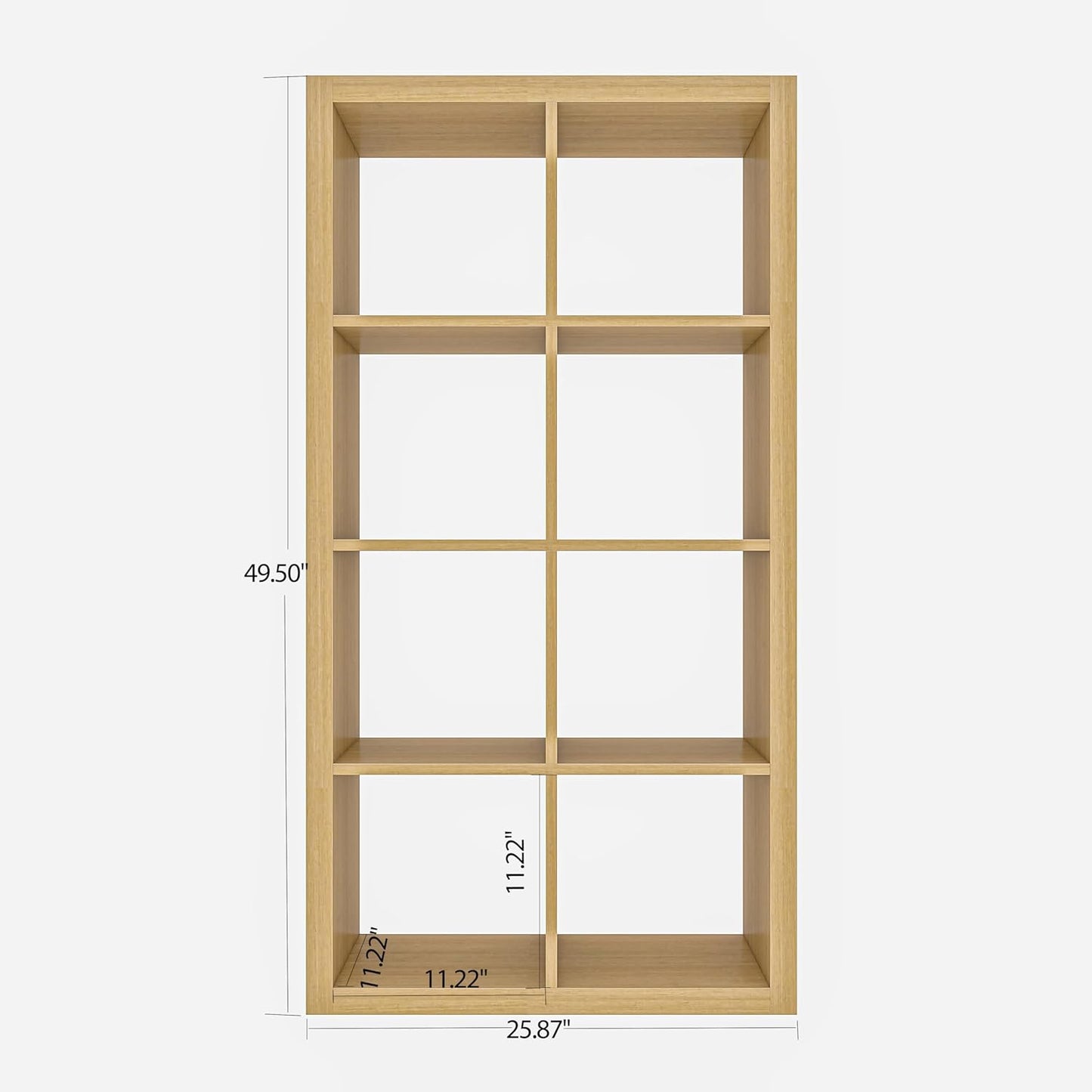 furtble Bookshelf with Storage Bins, 8-Cube Storage Organizer, Modern Wood Open Bookcase, Multifunctional Display Shelf for Living Room, Bedroom, Home Office, Oak