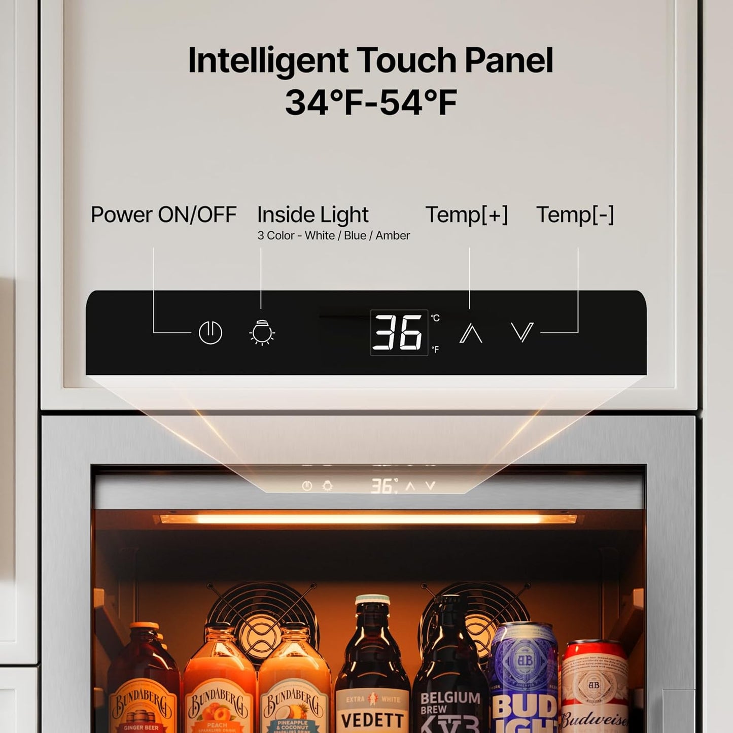 Ca'Lefort Beverage-Refrigerator 24 Inch, Tall Beverage Fridge Cellars Large Bar Drink Cabinet Built-in or Freestanding with Glass Door, Beer Cooler for Bottles and Cans Beer/Soda/Water/Wine
