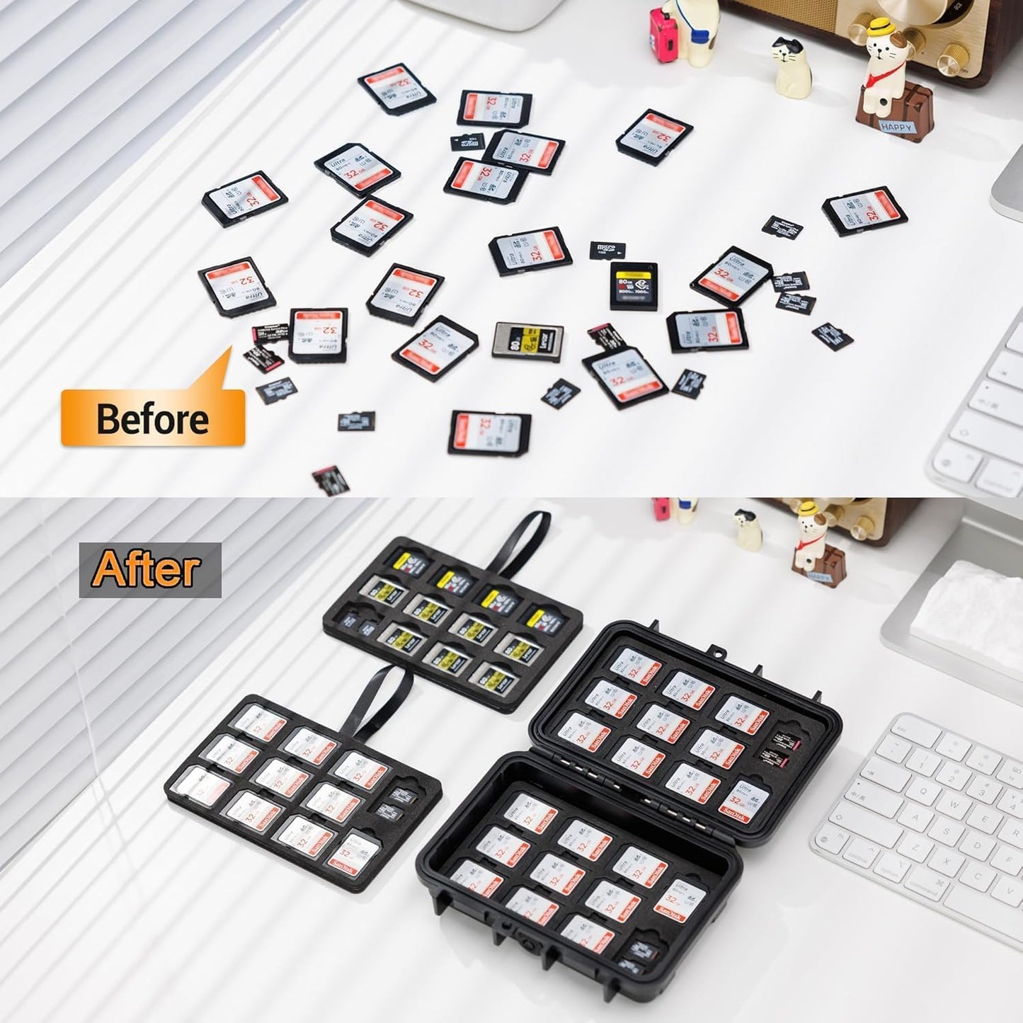 KIWIFOTOS 135 Slots Memory Card Case for TF SD CFexpress Type-A Card IP67 Waterproof Card Holder for 33 SD SDHC SDXC 90 Micro 12 CFexpress Type-A Cards