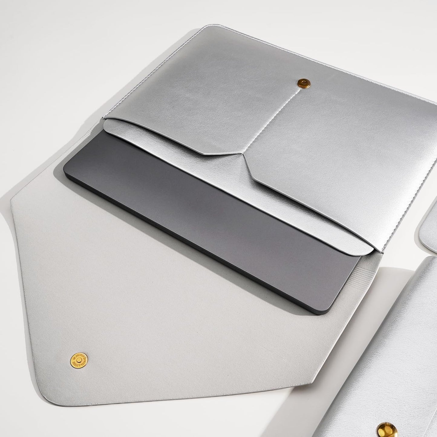 Laptop Sleeve Compatible with New 15.3 inch MacBook Air 2024 A3114 M3, Surface Laptop 15, Surface Book 13.5, Surface Laptop Studio with Small Pouch, Mouse Pad and Cord Holder Color Silver