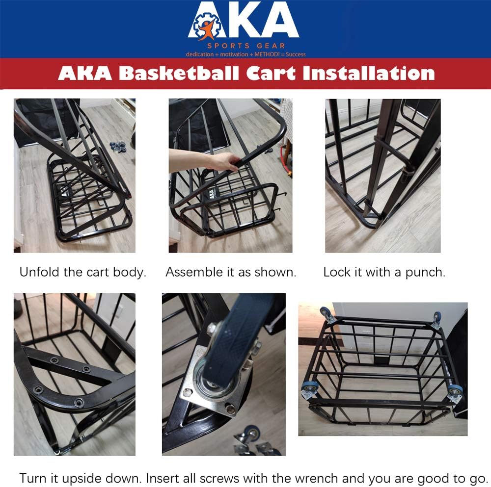 AKA Sports Ball Equpment Cart | Ball Storage for Soccer, Volleyball, Football | Ball Organizer | Ball Rack with Wheels