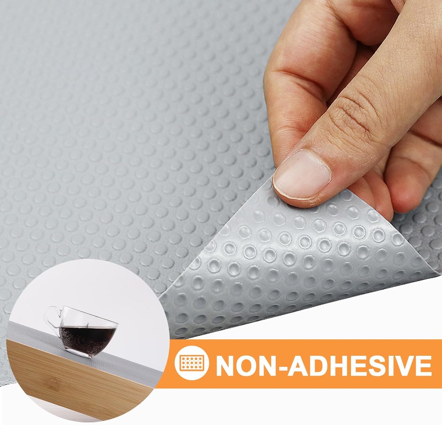 Shelf Liners for Kitchen Cabinets Waterproof: 10 Inch Wide Drawer Liner Light Gray - 10 in × 33 FT Easy to Cut Non-Adhesive Shelf Paper for Pantry