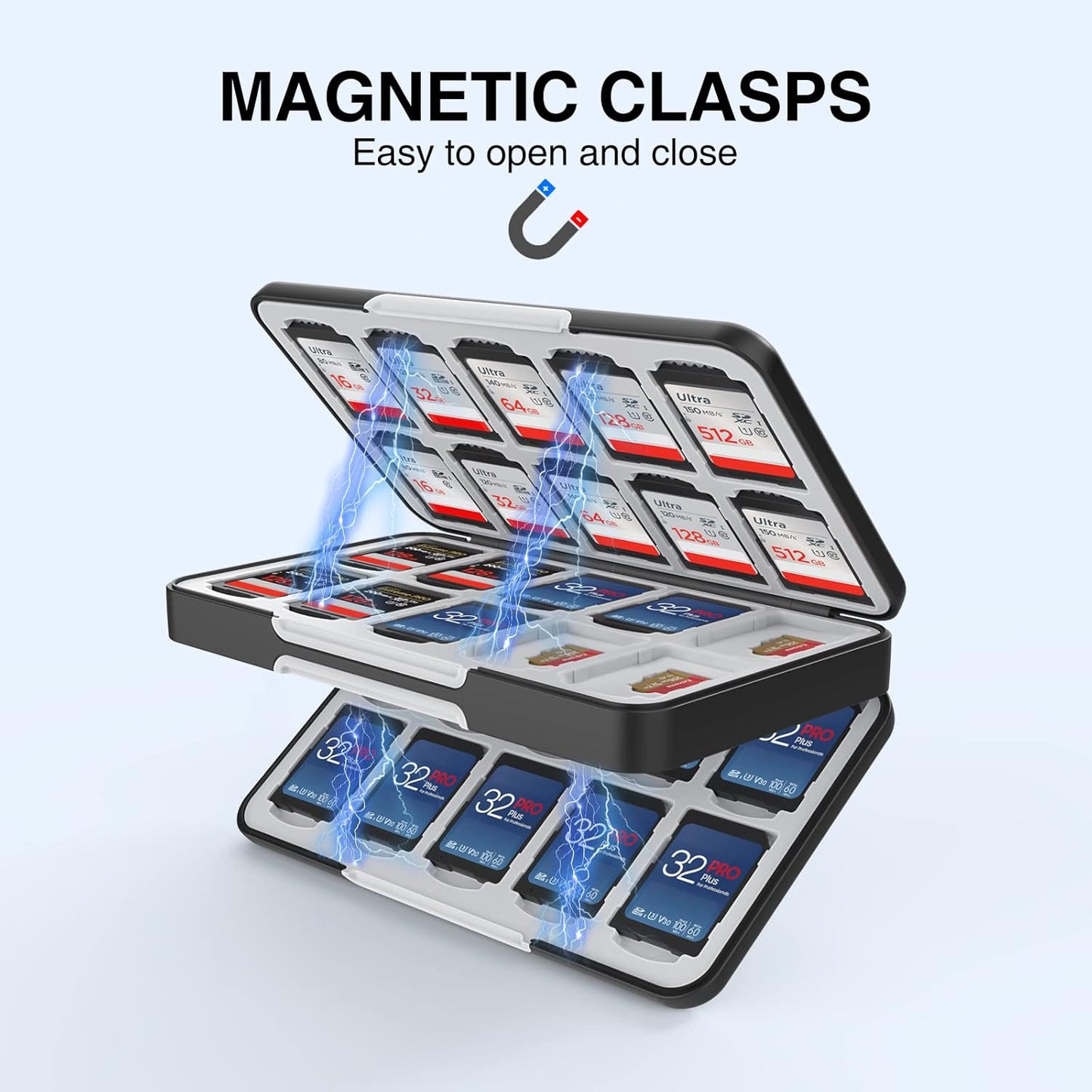 HEIYING SD Card Holder for Memory SD and TF Cards, Portable Case Compatible with 40 SDXC SDHC and 40 TF Card Slots