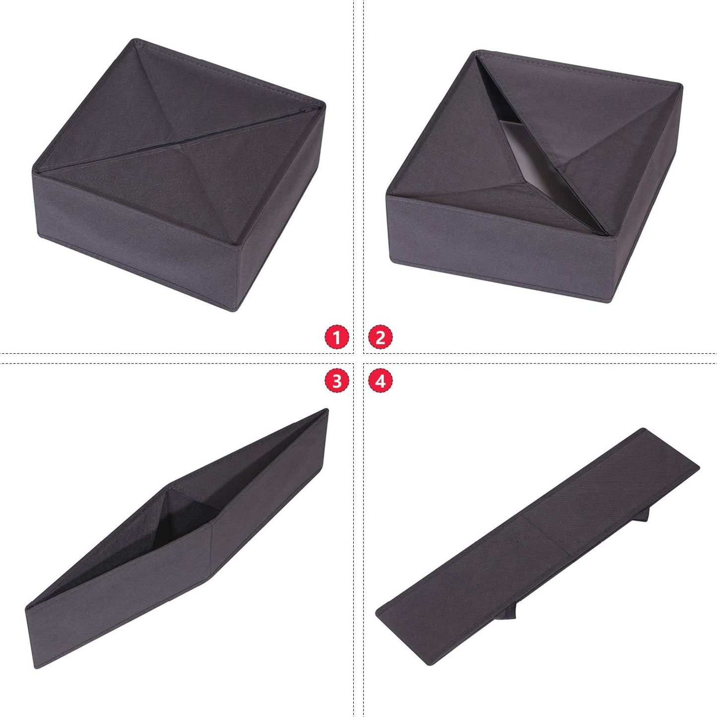DIOMMELL 6 Pack Foldable Cloth Storage Box Closet Dresser Drawer Organizer Fabric Baskets Bins Containers Divider for Clothes Underwear Bras Socks Lingerie Clothing, Dark Grey 22-2000