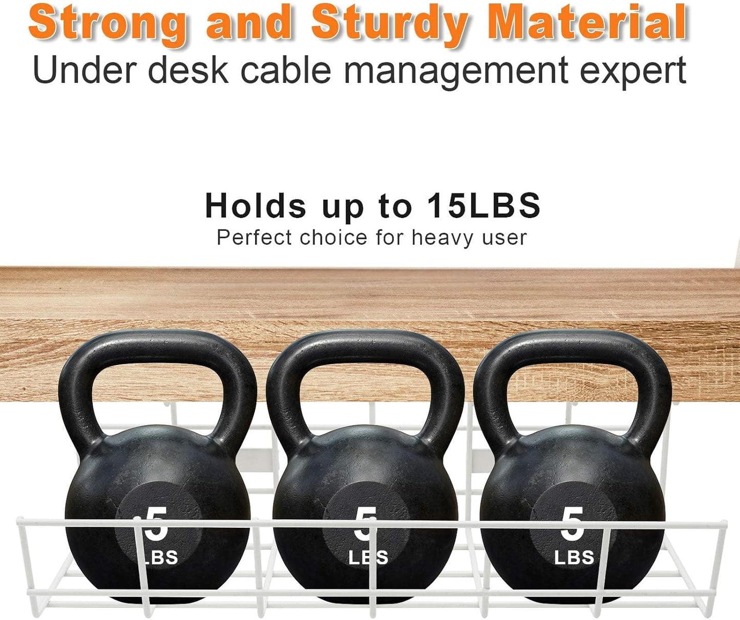 Under Desk Cable Management- 6 Pack Cord Organizer. Metal Wire Cable Management Tray for Office, Studio and Home. Super Sturdy Under Table Cable Managements - White Cable Organizer