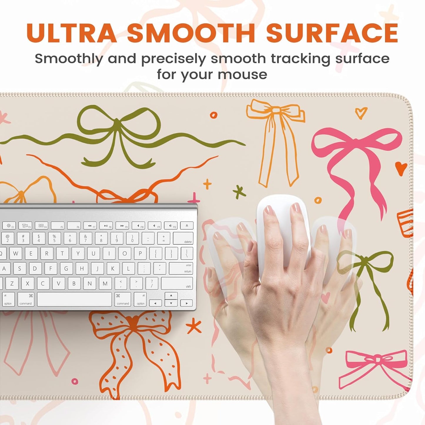 iCasso Desk Mat for Keyboard and Mouse, Large Mouse Pad for Desk, Desk Matt for Desktop, Desk Pad Mat, Anti-Slip Big Mousepad with Stitched Edges for Computer(Colorful Ribbon)