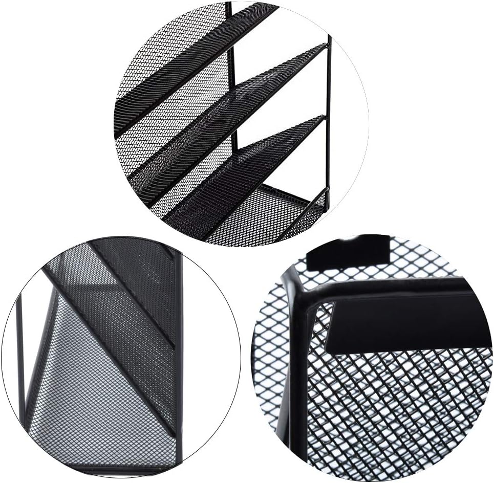 EASEPRES Hanging File Holder Organizer, 6 Tier Mesh Metal Wall Mount Document Letter Tray Organizer for Office Home, Black