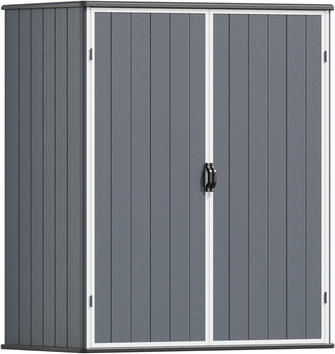 Patiowell Outdoor Storage Shed 5x3 FT, Plastic Garden Organizer Cabinet with Lockable Doors & Strong Roof for Patio Furniture, Pool Accessories, Lawn Tools, Dark Grey
