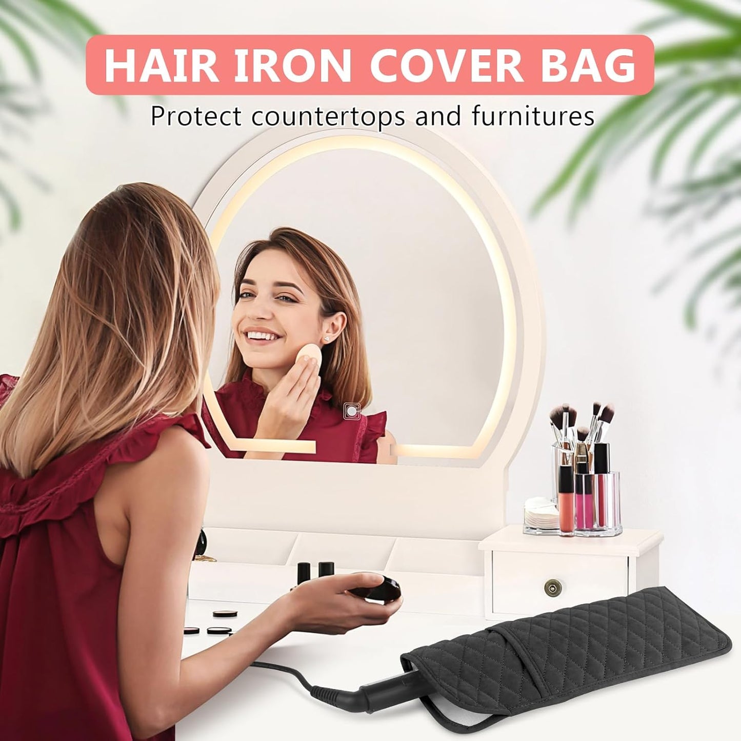 Heat Resistant Hair Tools Organizer Bag Portable Travel Storage Cover Pouch for Hair Straighteners, Curling Irons, Flat Irons and Hot Styling Tools(13.8" x 5.5")