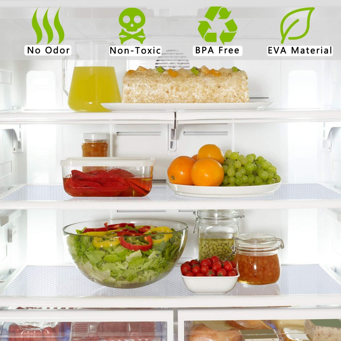 HooTown Refrigerator, Fridge, Shelf Liner and Drawer Mats 17.5 Inch Wide x 16.4 Feet Long, Non Slip EVA Plastic Washable Waterproof Pads for Kitchen Cabinet, Pantry Closet, Cupboard, Transparent