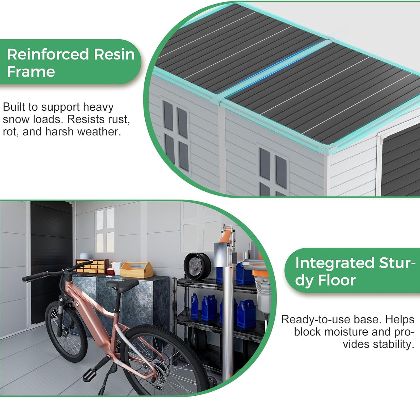 4x8 FT Plastic Storage Sheds Outdoor with Floor and Window, Lean to Resin Shed Easy to Install, Compact Sheds & Outdoor Storage/Tool Shed for Backyard Patio Lawn, Gray