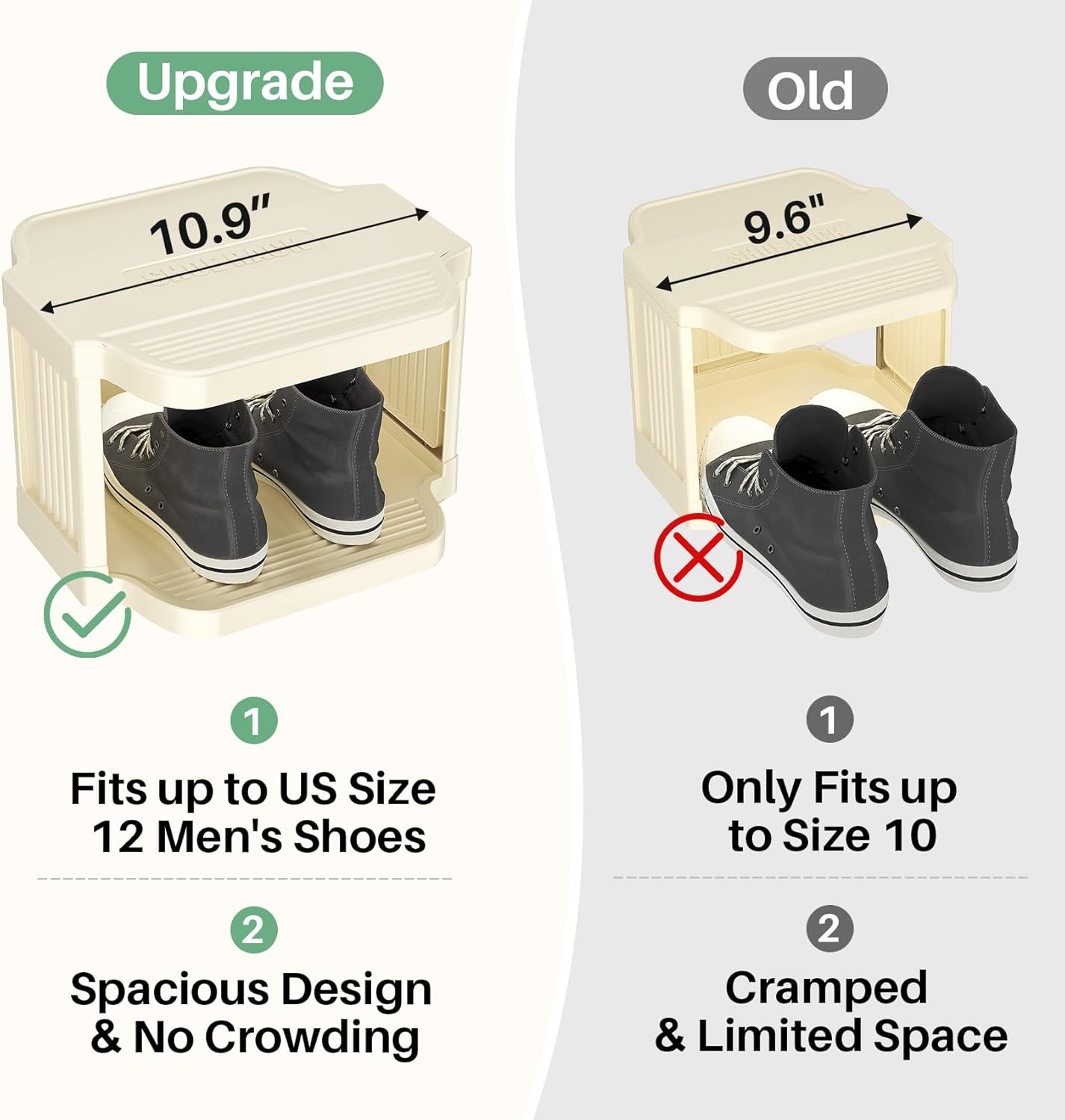 Kitstorack Vertical Shoe Rack: 8 Tiers Stackable Shoe Rack for Closet DIY Free Standing Shoe Organizer Small Shoe Shelf for Small Spaces and Narrow Spaces Plastic, White