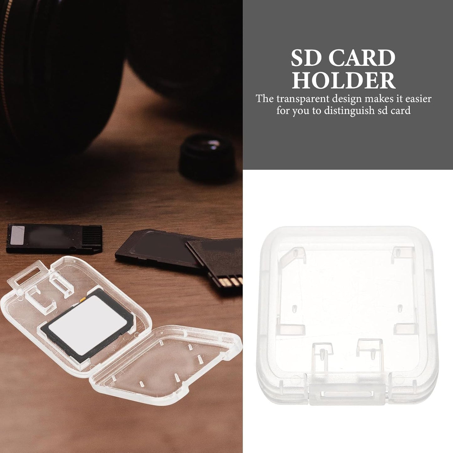 BESPORTBLE 24pcs 24pcs Transparent Memory Card Storage Case with Cover Compatible Card Organizer Box Lightweight Portable Holder for Secure Storage and Protection