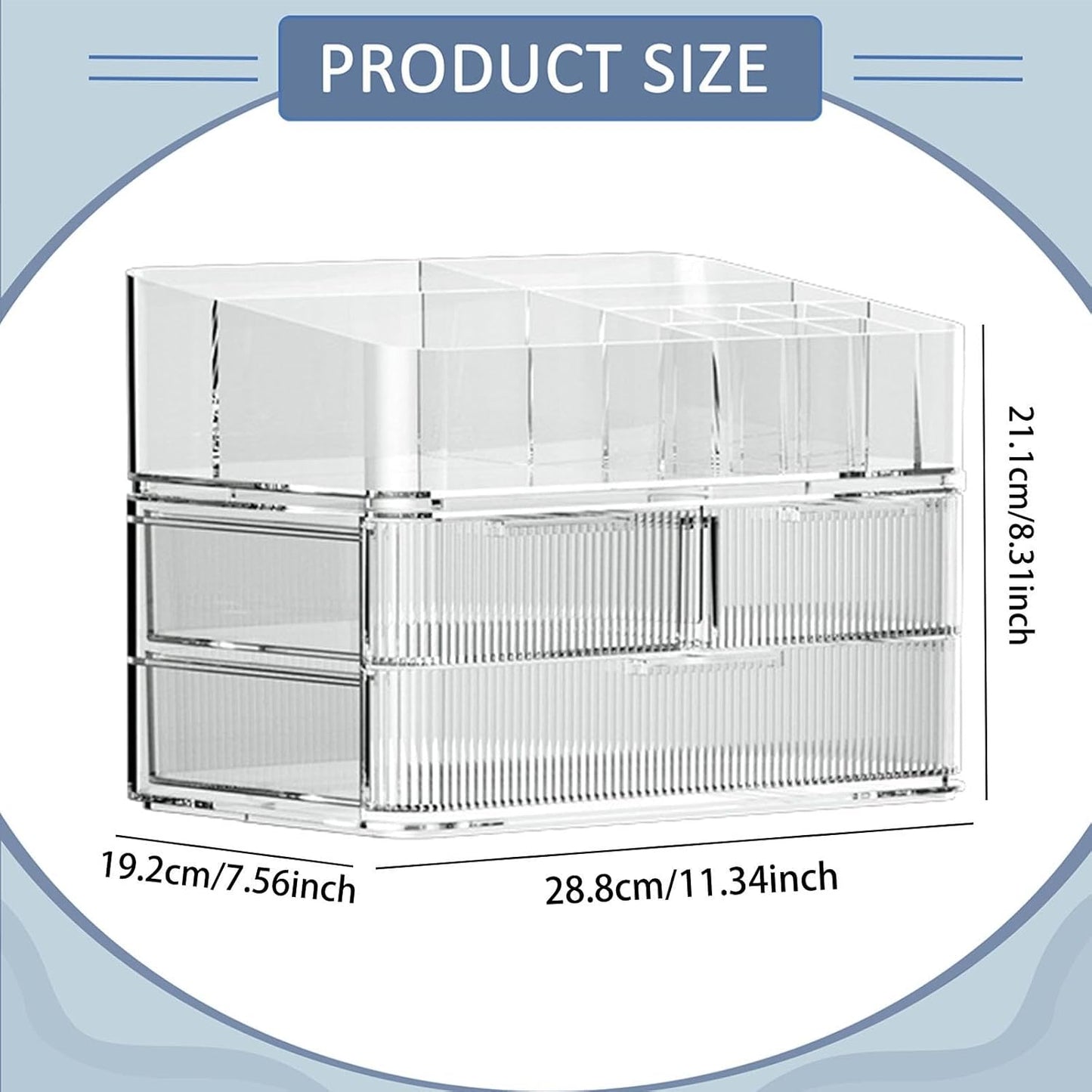 Fenteer Makeup Organizer Drawer Organizer Clear Large Capacity Cosmetic Display Case for Lipstick Cabinets